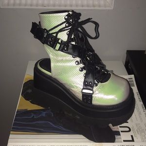 Dolls Kill holographic SHAKER platform boot